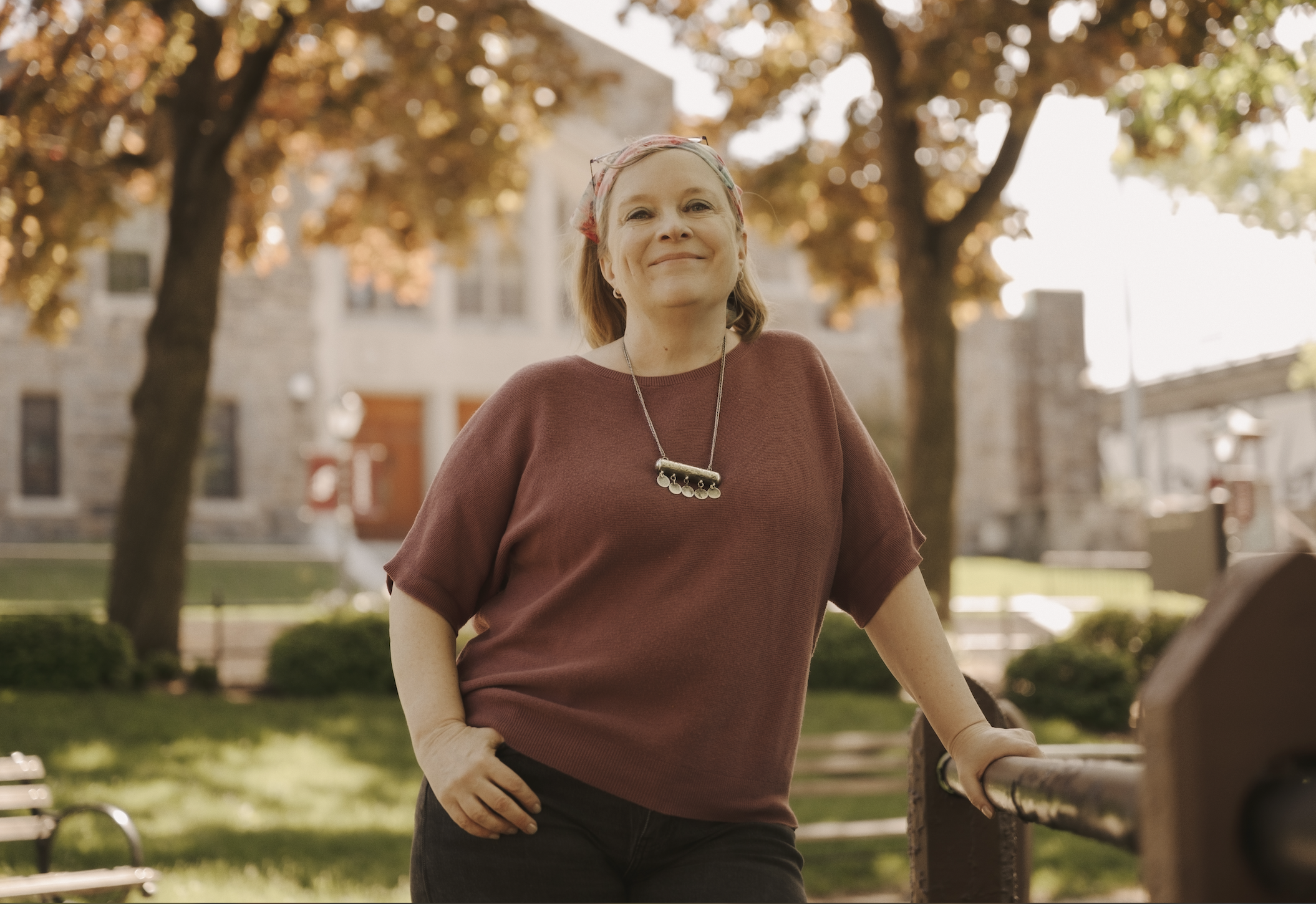Rabbi Katja Vehlow stands outside